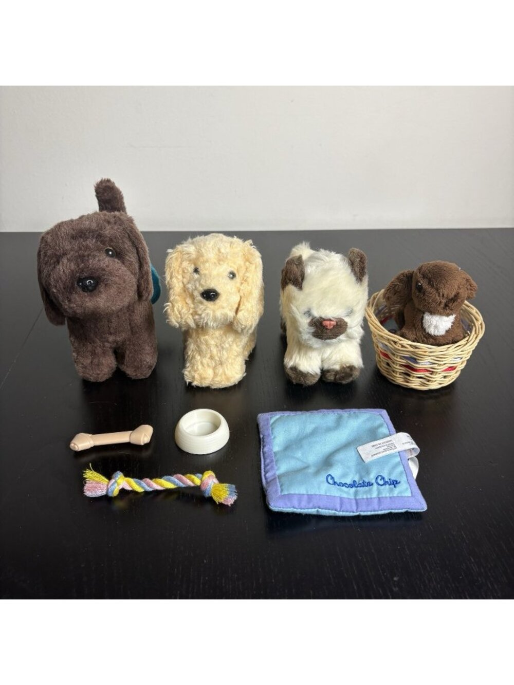 AMERICAN GIRL Pets Lot of 4 & Accessories 2 Dogs 1 Cat 1 Bunny Rabbit